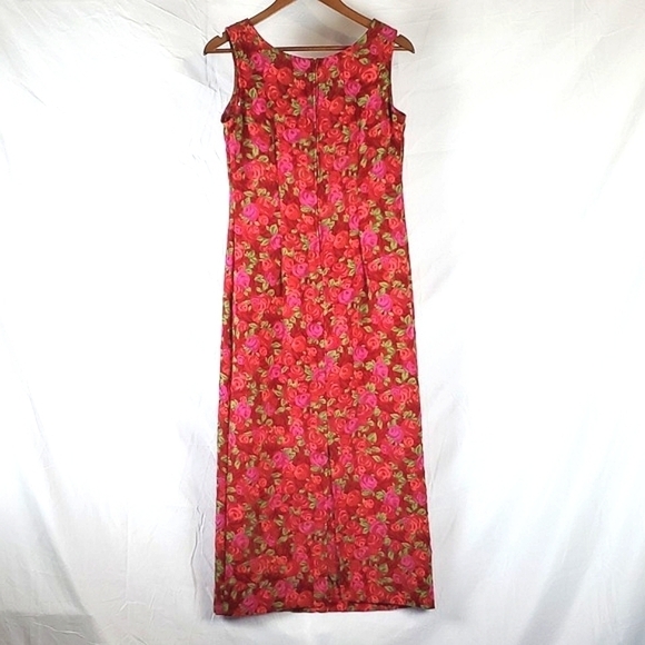 Vintage 90s Rose Floral Midi Dress - Picture 5 of 7